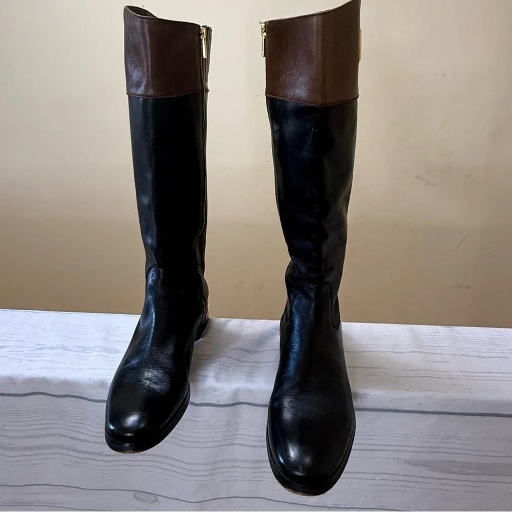 Michael Kors Black and Brown Over the Knee Boots